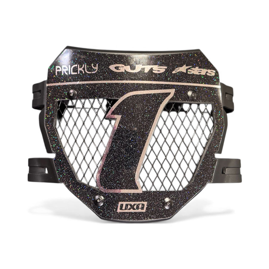 UXA Surron-E Ride Pro 'X1' Vented Number Plate with Graphic Installed